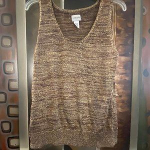 Chico's Metallic sleeveless, scoop neck top, Size 3  Copper tones